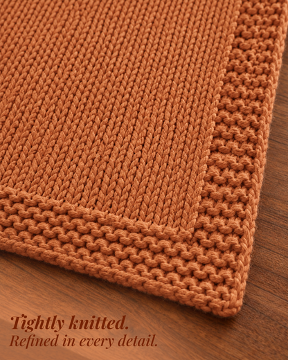 Paudha’s Exquisite Imperial Border Heavy - Knit 100% Ring-Spun Cotton Table Runner - Canyon Clay