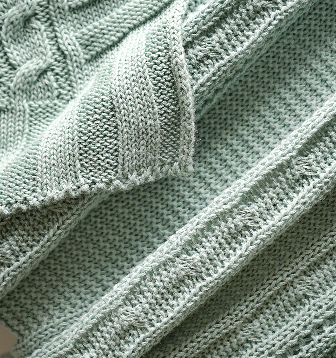 Paudha’s Exquisite Windsor Luxe All-Season Breathable 100% Cotton Knitted Sofa Throw - Icy Lace