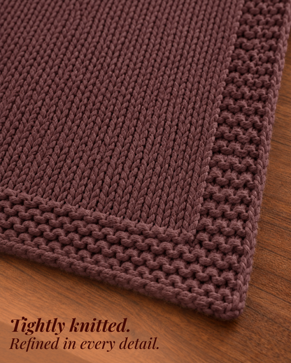 Paudha’s Exquisite Imperial Border Heavy - Knit 100% Ring-Spun Cotton Table Runner - Truffle Wine