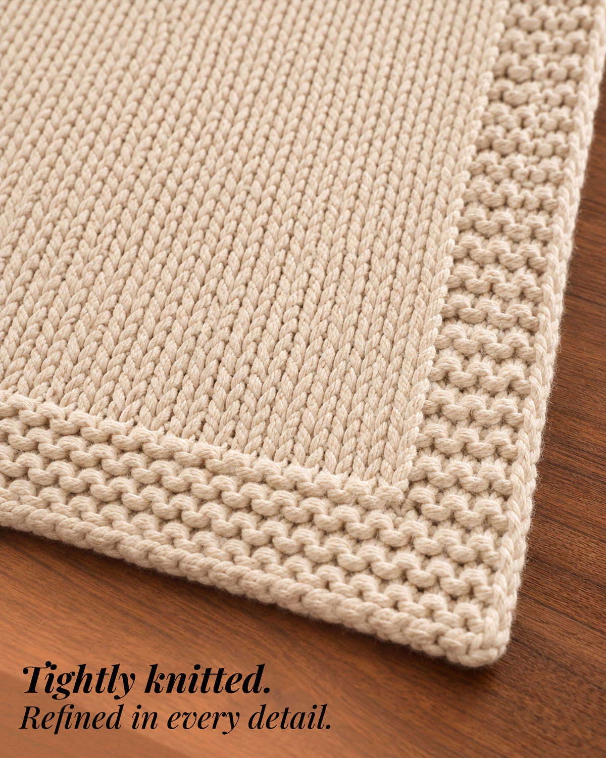 Paudha’s Exquisite Imperial Border Heavy - Knit 100% Ring-Spun Cotton Table Runner - Vanilla Stone