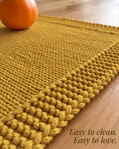 Paudha’s Exquisite Imperial Border Heavy - Knit 100% Ring-Spun Cotton Placemat - Saffron Gold