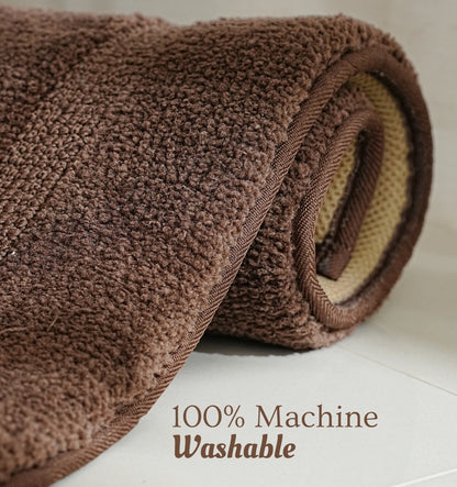 Classic Knitted Border Foam Padded Bathmat - Mocha Oak