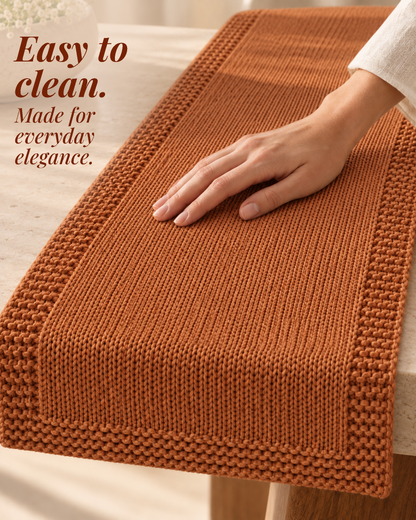 Paudha’s Exquisite Imperial Border Heavy - Knit 100% Ring-Spun Cotton Table Runner - Canyon Clay