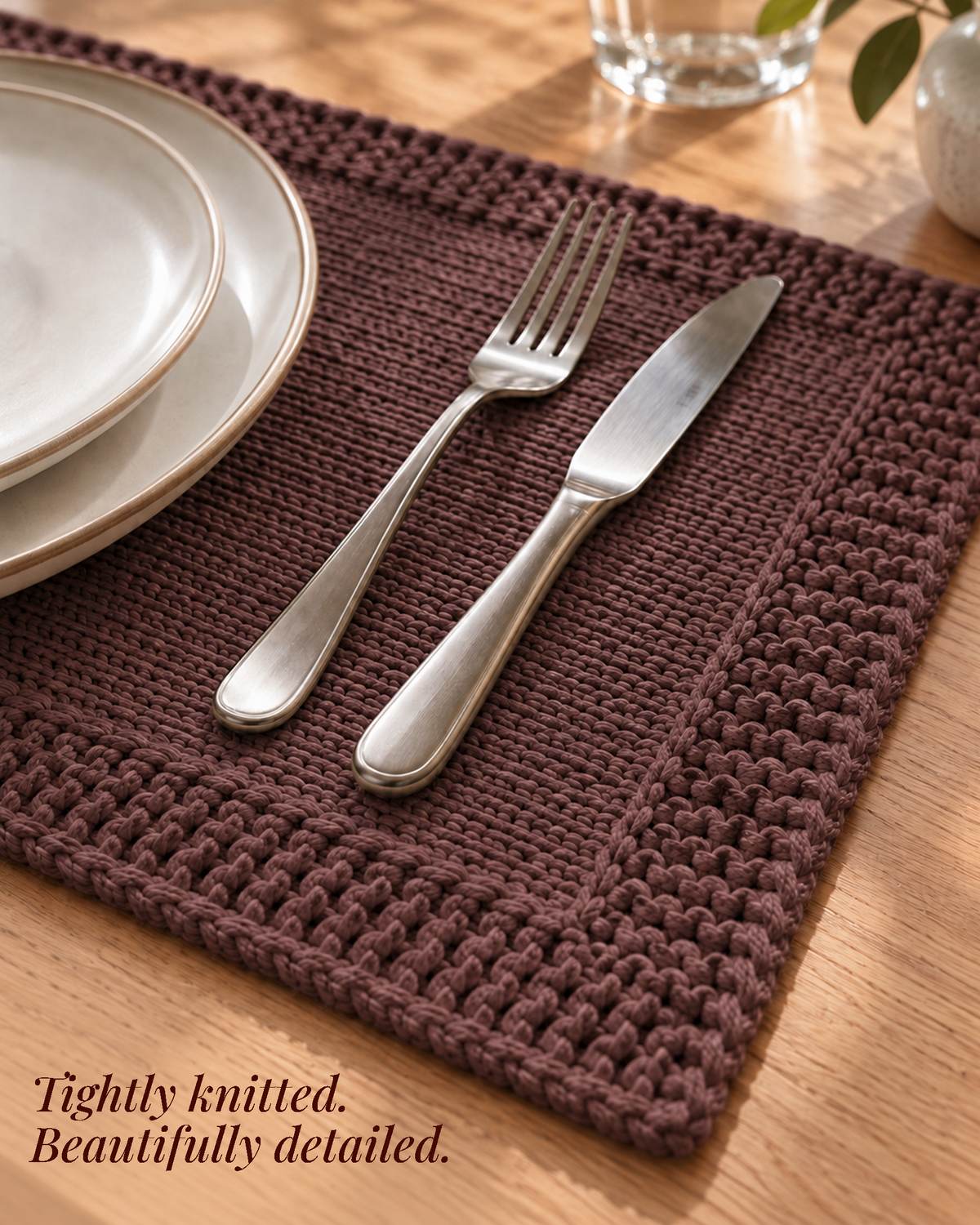 Paudha’s Exquisite Imperial Border Heavy - Knit 100% Ring-Spun Cotton Placemat - Merlot Earth