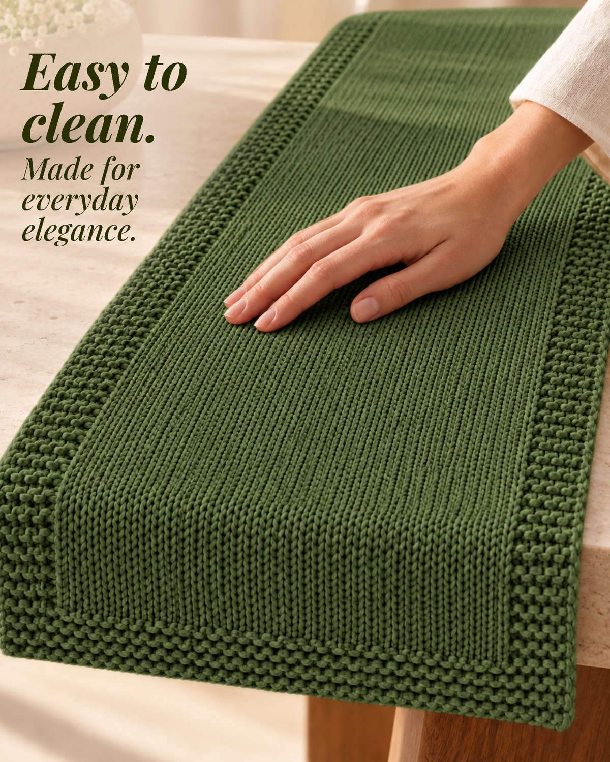 Paudha’s Exquisite Imperial Border Heavy - Knit 100% Ring-Spun Cotton Table Runner - Sage Forest