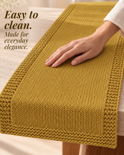 Paudha’s Exquisite Imperial Border Heavy - Knit 100% Ring-Spun Cotton Table Runner - Harvest Amber