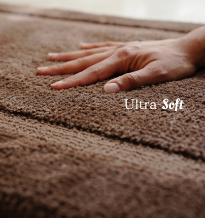 Classic Knitted Border Foam Padded Bathmat - Mocha Oak