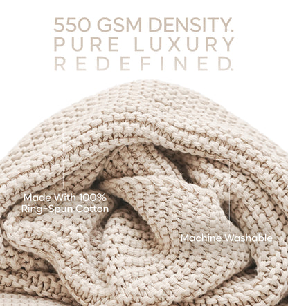 Paudha’s Exquisite All-Season Wavy Breathable Knitted Sofa Throw - Celestial White
