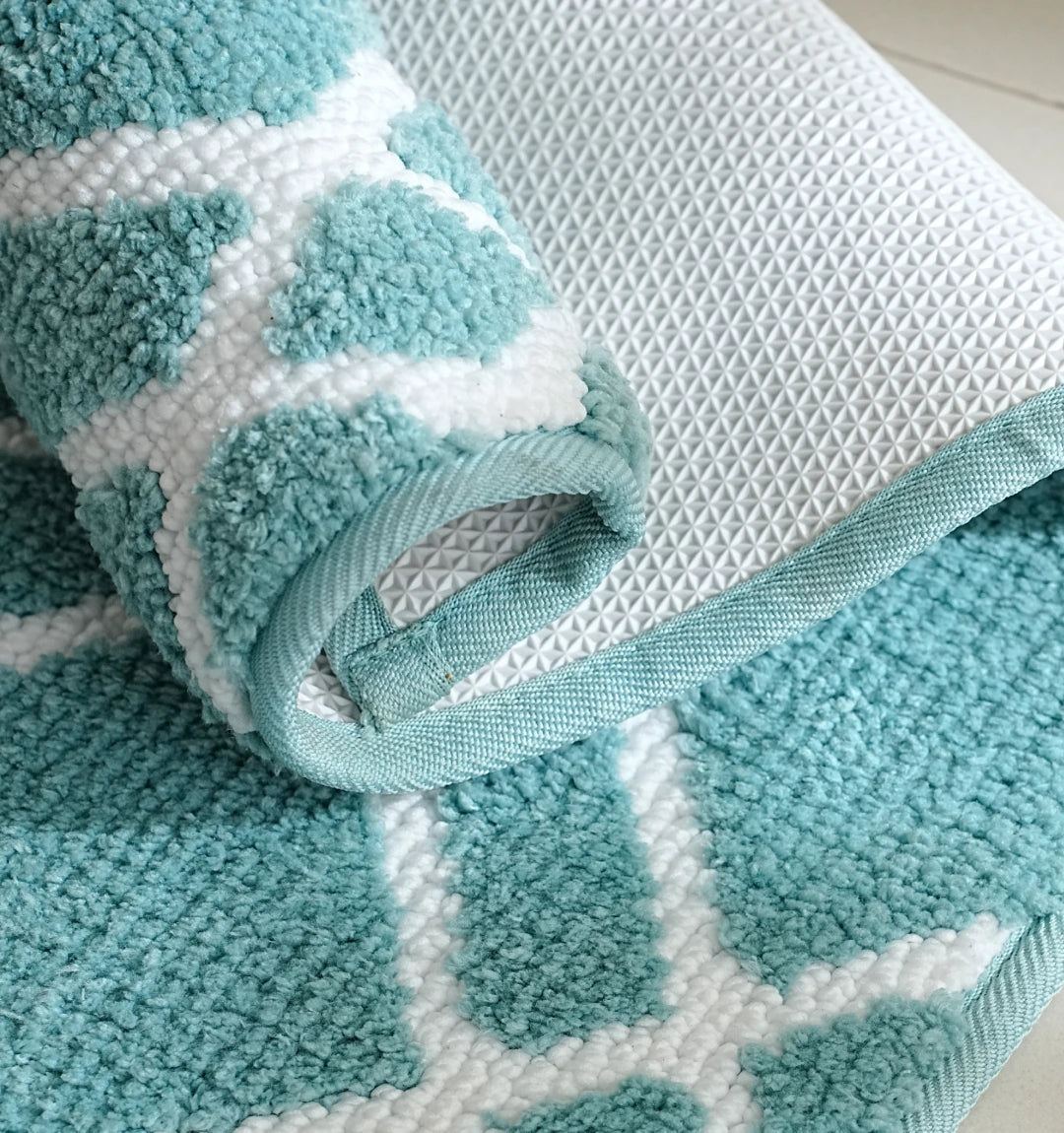 Knitted Geo Diamond Bathmat - Arctic Teal