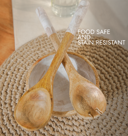 Ivoryglow Enameled Wooden Salad Spoon - Set of 2