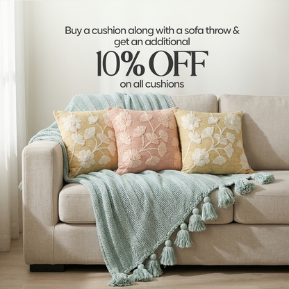 Paudha’s Exquisite All-Season Textured Threadwork High Low Cotton Breathable Knitted Sofa Throw - Glacial Blue