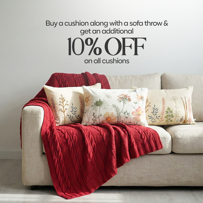 Paudha’s Exquisite Windsor Luxe All-Season Breathable 100% Cotton Knitted Sofa Throw - Rustic Flame