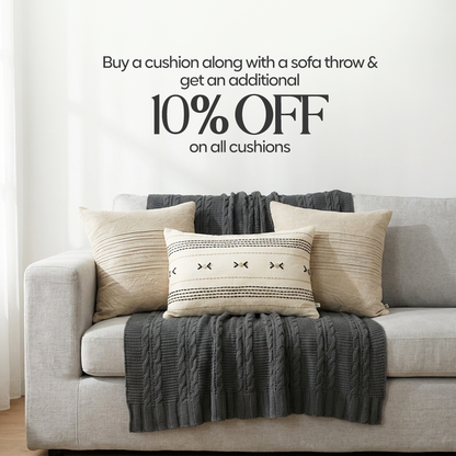 Paudha’s Exquisite Windsor Luxe All-Season, Breathable, 100% Cotton Knitted Sofa Throw - Frosted Granite