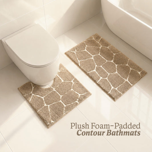 Contour Set Foam Padded Bathmat - Sand Pebble