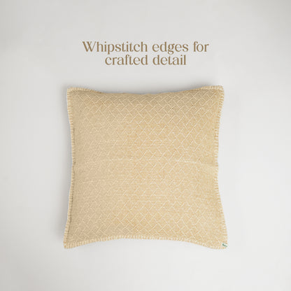 Paudha’s Handcrafted Jacquard Cotton Cushion Cover – Sunlit Ivory