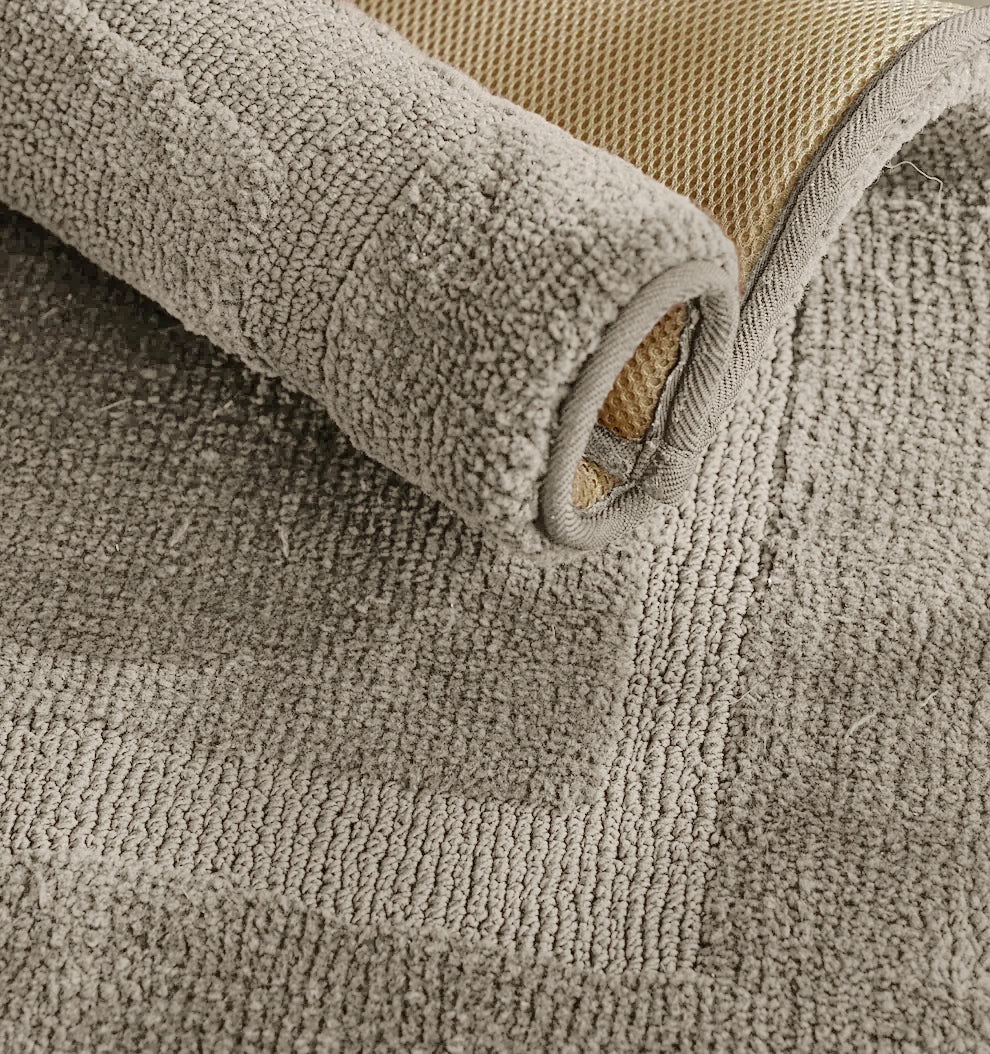 Classic Knitted Border Foam Padded Bathmat - Almond Haze