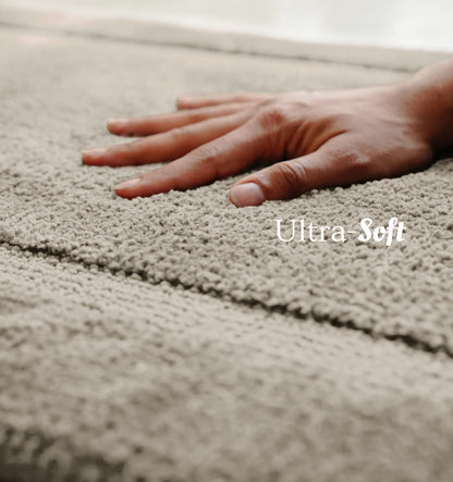 Classic Knitted Border Foam Padded Bathmat - Almond Haze