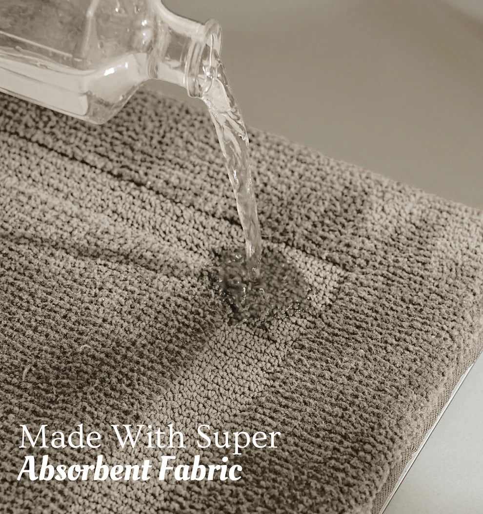 Classic Knitted Border Foam Padded Bathmat - Almond Haze