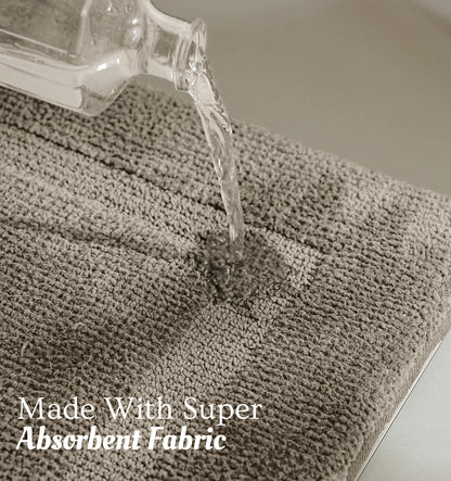 Classic Knitted Border Foam Padded Bathmat - Almond Haze