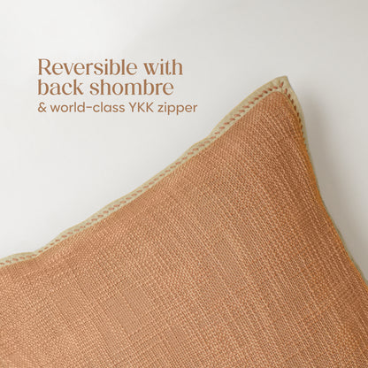 Paudha’s Handcrafted Embroidered Slub Cotton Cushion Cover – Rose Sand