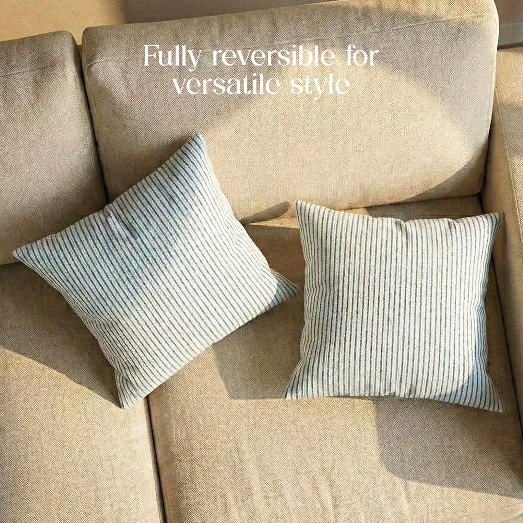 Paudha’s Handcrafted Printed Cotton Cushion Cover – Twilight Thread