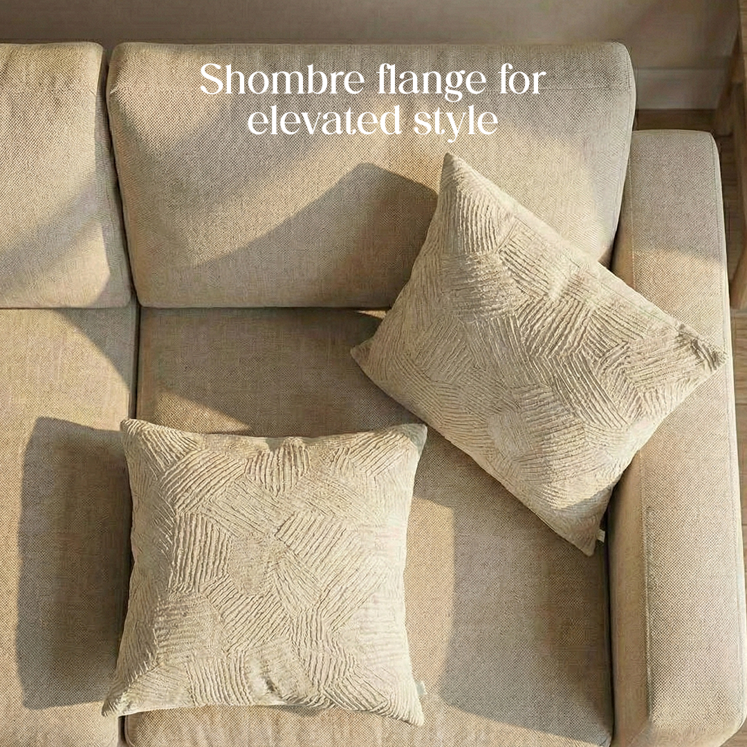 Paudha’s Handcrafted Pleated Cotton Rectangular Cushion Cover – Textured Fossil