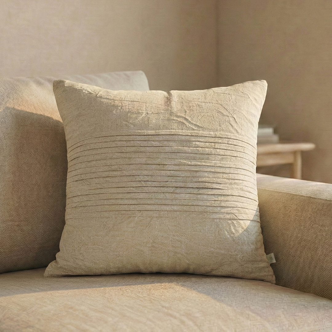 Paudha’s Handcrafted Pleated Cotton Cushion Cover – Pleated Calm