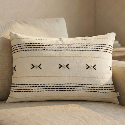 Paudha’s Handcrafted Embroidered Cotton Cushion Cover – Midnight Stitch