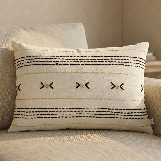 Paudha’s Handcrafted Embroidered Cotton Cushion Cover – Midnight Stitch