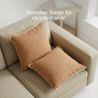 Paudha’s Handcrafted Embroidered Slub Cotton Cushion Cover – Rose Sand