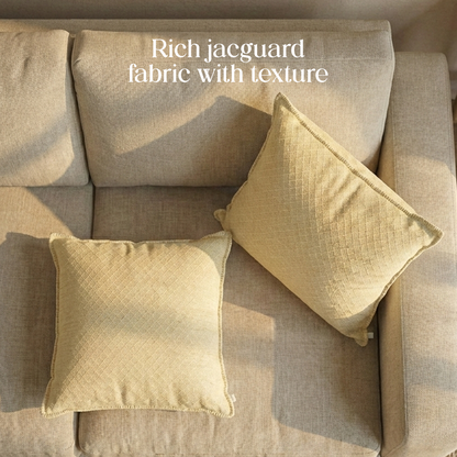 Paudha’s Handcrafted Jacquard Cotton Cushion Cover – Sunlit Ivory