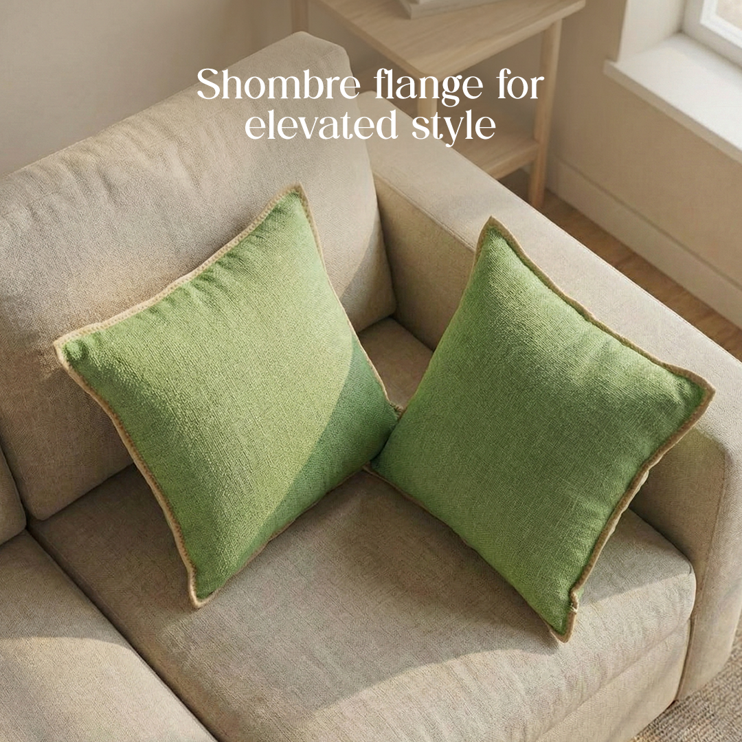 Paudha’s Handcrafted Embroidered Slub Cotton Cushion Cover – Eucalyptus Soft