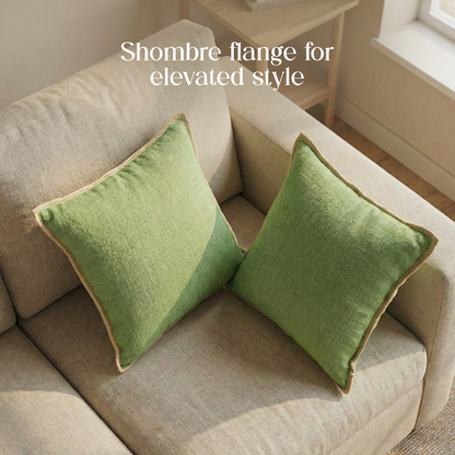 Paudha’s Handcrafted Embroidered Slub Cotton Cushion Cover – Eucalyptus Soft