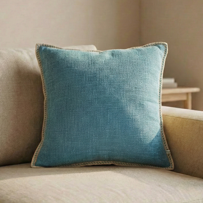 Paudha’s Handcrafted Embroidered Slub Cotton Cushion Cover – Clay Mirage