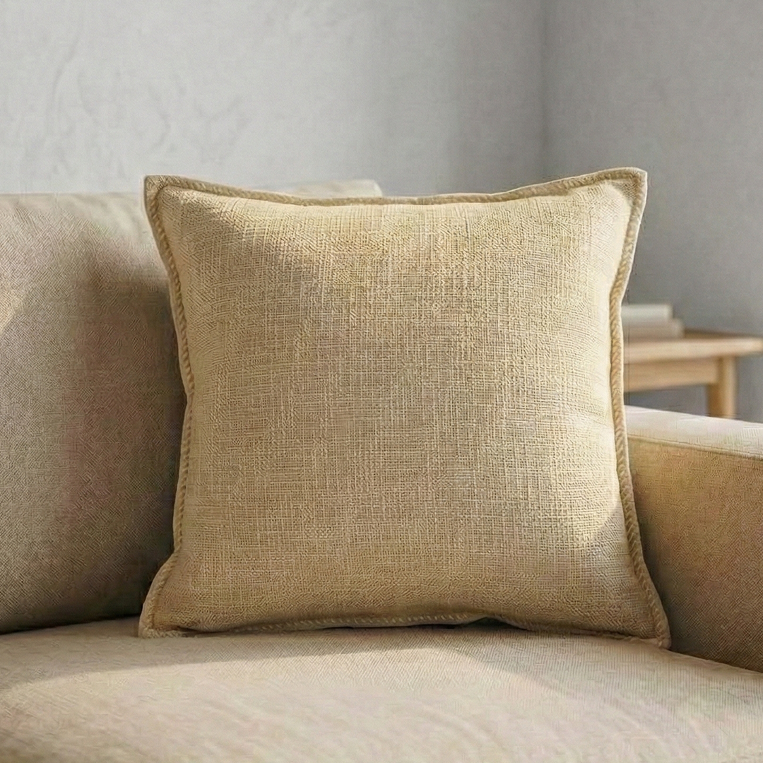 Paudha’s Handcrafted Embroidered Slub Cotton Cushion Cover – Coastal Dusk