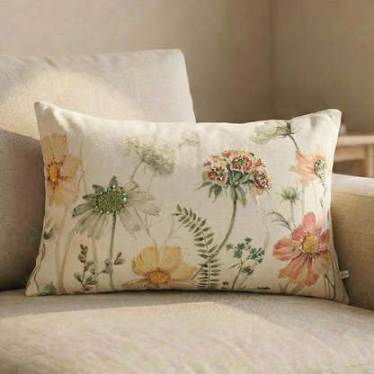 Paudha’s Handcrafted Embroidered Cotton Rectangular Cushion Cover – Painted Fern