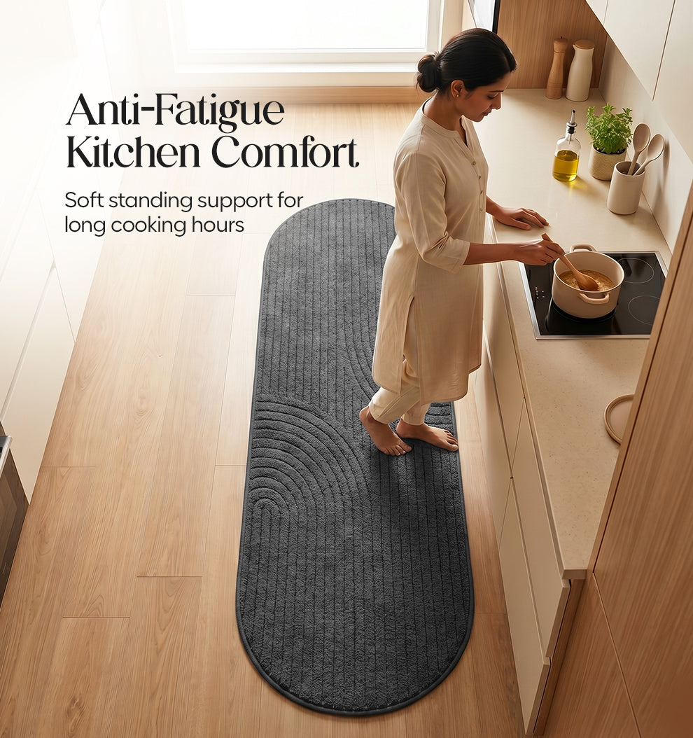 Paudha Pinstriped Luxe Comfort Multi-Area Runner - Carbon Slate