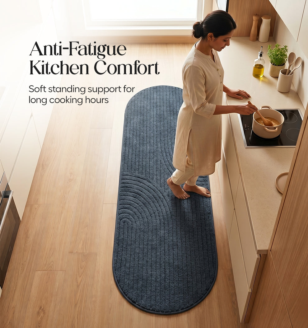 Paudha Pinstriped Luxe Comfort Multi-Area Runner - Mirage Blue