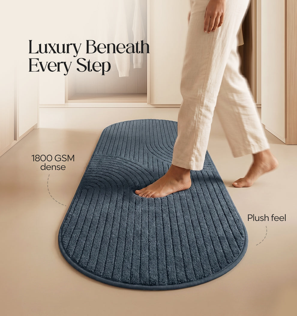 Paudha Pinstriped Luxe Comfort Multi-Area Runner - Mirage Blue