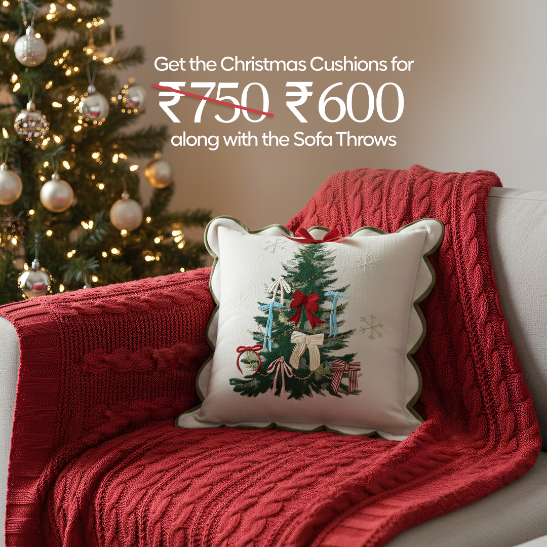 Paudha’s Handcrafted Cotton Filled Christmas Cushions – Festive Fir