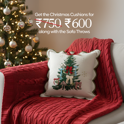 Paudha’s Handcrafted Cotton Filled Christmas Cushions – Festive Fir
