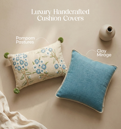 Luxury Sofa Makeover Set | Glacial Blue Knitted Sofa Throw paired with Cushions - Set of 4