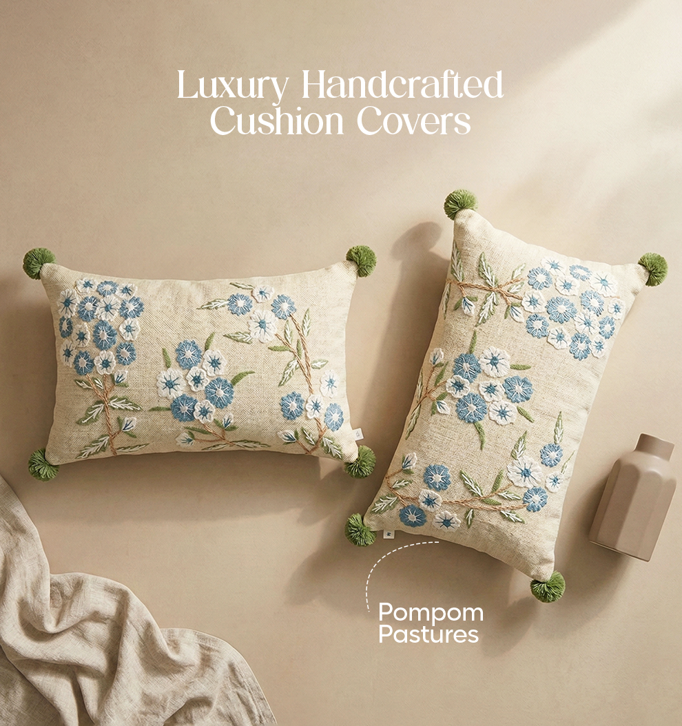 Luxury Sofa Makeover Set | Glacial Blue Knitted Sofa Throw paired with Cushions - Set of 2
