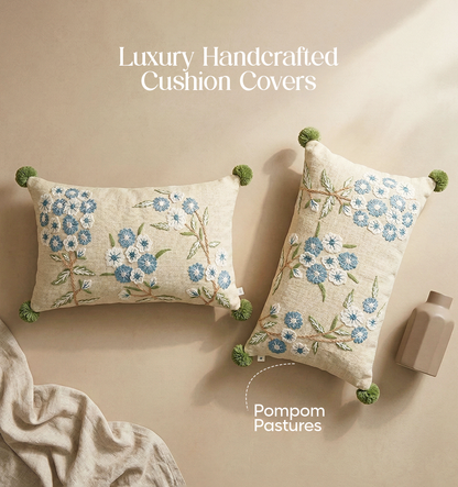 Luxury Sofa Makeover Set | Glacial Blue Knitted Sofa Throw paired with Cushions - Set of 2