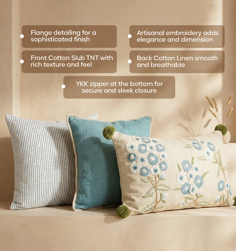 Luxury Sofa Makeover Set | Glacial Blue Knitted Sofa Throw paired with Cushions - Set of 6