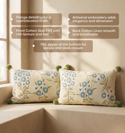 Luxury Sofa Makeover Set | Glacial Blue Knitted Sofa Throw paired with Cushions - Set of 2