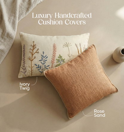 Luxury Sofa Makeover Set | Nude Meadow Knitted Sofa Throw paired with Cushions - Set of 4