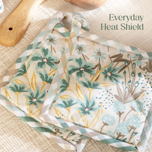 Paudha’s Everyday Heat - Resistant Potholder - Green Mist