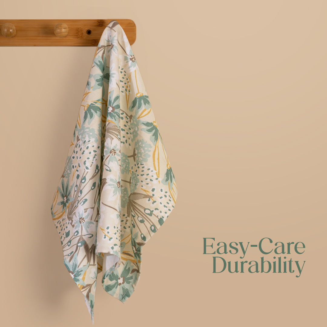 Paudha’s Signature Cotton Kitchen Towel Set with Plaid– Forest Mist - Set of 2