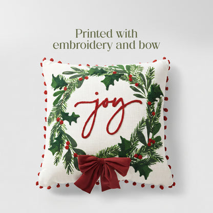 Paudha’s Handcrafted Cotton Filled Christmas Cushions – Joyful Wreath